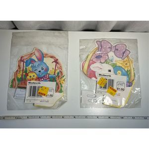 Vintage Easter Diecut- Woolworth -Bunny Chick Pink/Yellow Foldout NEW